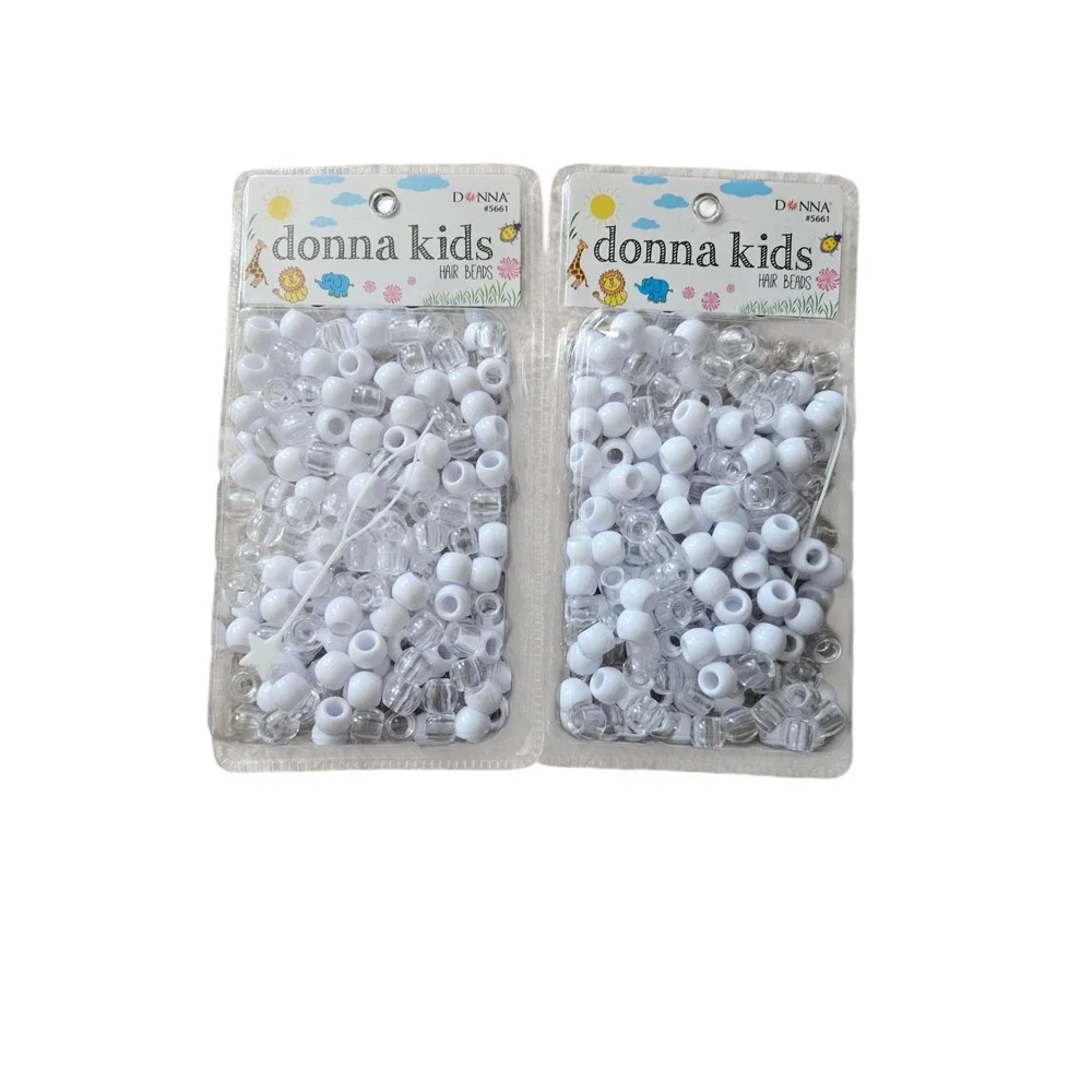 Pink, White, Multicolor Round Kids Hair Beads Lot for Braids - 5‎ Packs